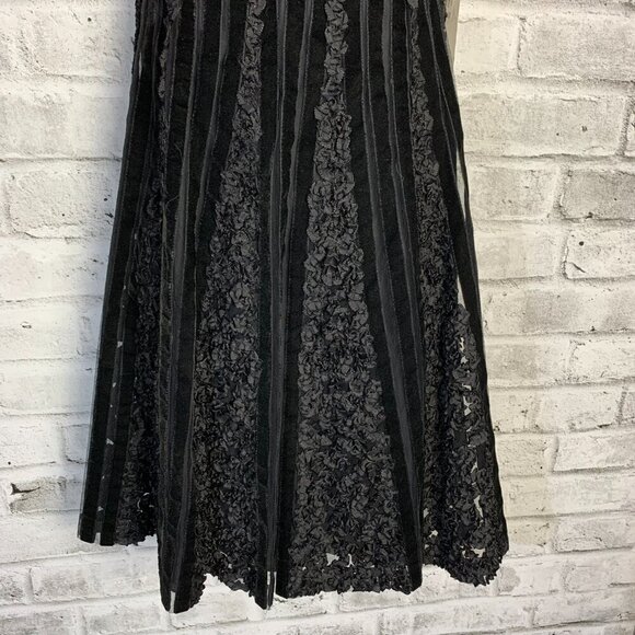 Badgley Mischka Black Velvet Silk Strapless Empire Waist Babydoll Formal Dress - Picture 3 of 16